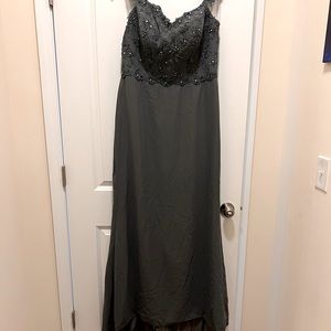 Steel Gray, JJ’s House floor length gown.